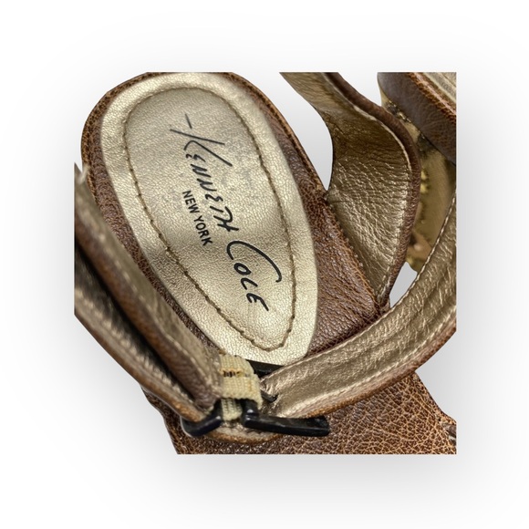 Kenneth Cole ❁ Afterflower Ankle Strap Embroidered Leather Heels ❁ Brown ❁ 9M ❁ - Picture 10 of 16